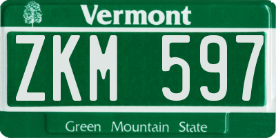 VT license plate ZKM597