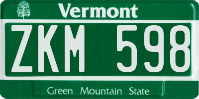 VT license plate ZKM598