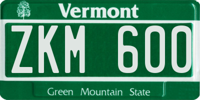 VT license plate ZKM600