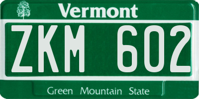 VT license plate ZKM602