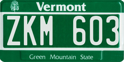 VT license plate ZKM603