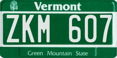 VT license plate ZKM607
