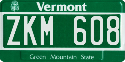 VT license plate ZKM608