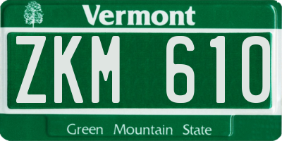 VT license plate ZKM610