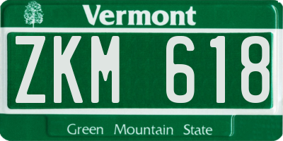 VT license plate ZKM618