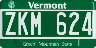 VT license plate ZKM624