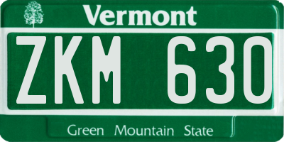 VT license plate ZKM630