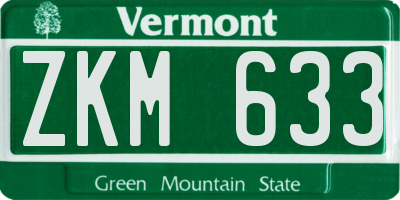VT license plate ZKM633