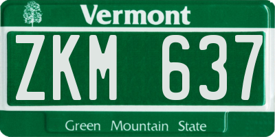 VT license plate ZKM637