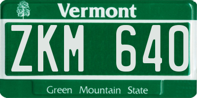 VT license plate ZKM640