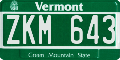 VT license plate ZKM643