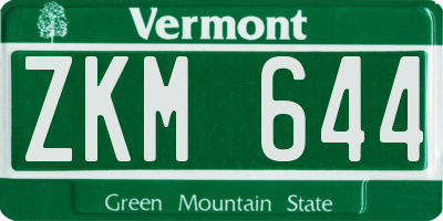 VT license plate ZKM644