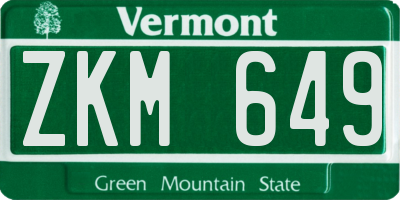 VT license plate ZKM649