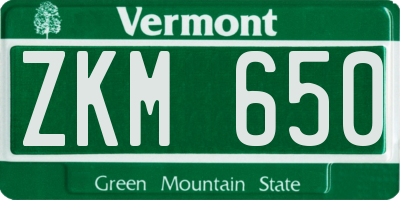 VT license plate ZKM650