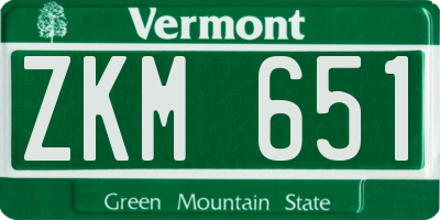 VT license plate ZKM651