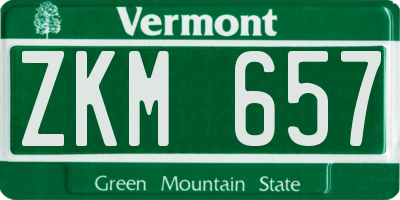 VT license plate ZKM657