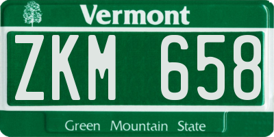 VT license plate ZKM658