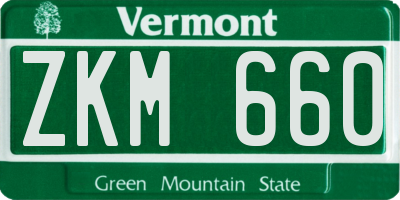 VT license plate ZKM660