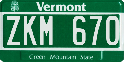 VT license plate ZKM670