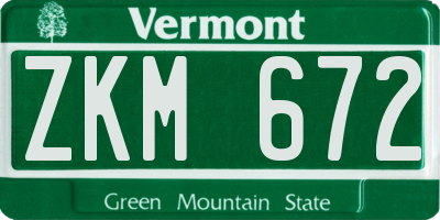 VT license plate ZKM672