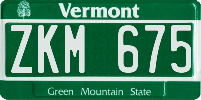 VT license plate ZKM675