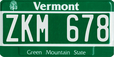 VT license plate ZKM678