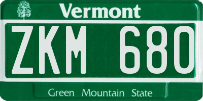 VT license plate ZKM680