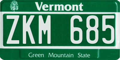 VT license plate ZKM685