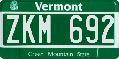 VT license plate ZKM692