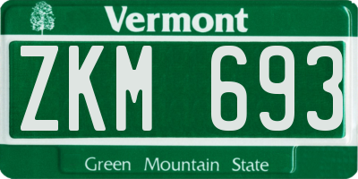 VT license plate ZKM693