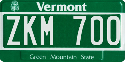 VT license plate ZKM700