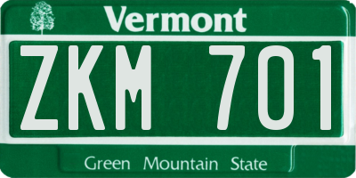 VT license plate ZKM701
