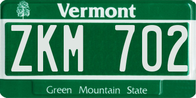 VT license plate ZKM702
