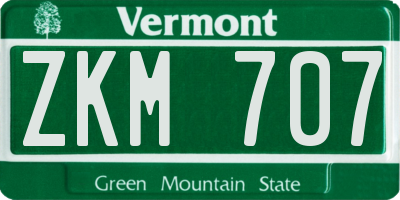VT license plate ZKM707