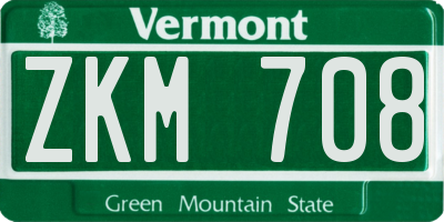 VT license plate ZKM708