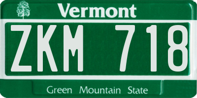 VT license plate ZKM718