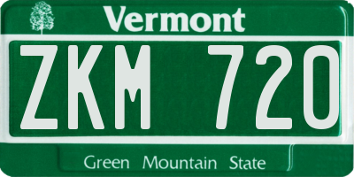 VT license plate ZKM720