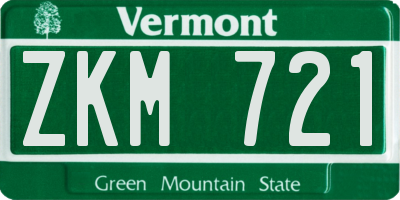VT license plate ZKM721
