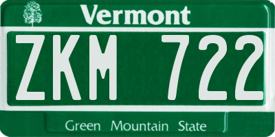 VT license plate ZKM722