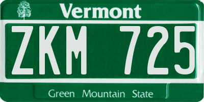VT license plate ZKM725