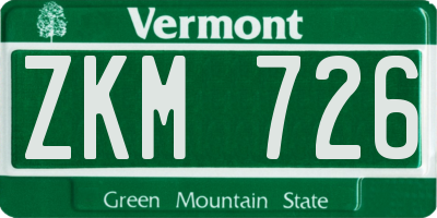 VT license plate ZKM726