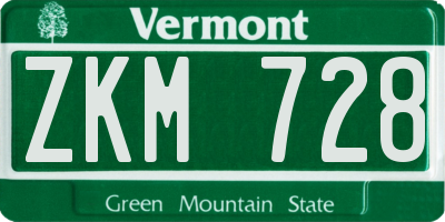 VT license plate ZKM728
