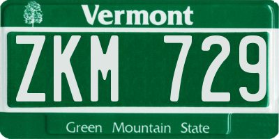 VT license plate ZKM729