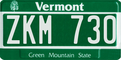 VT license plate ZKM730