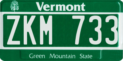VT license plate ZKM733