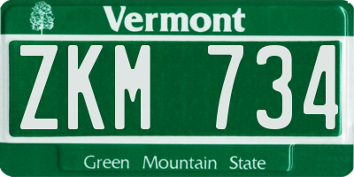 VT license plate ZKM734