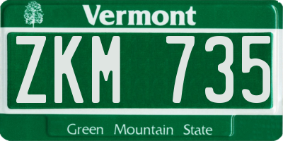 VT license plate ZKM735