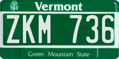 VT license plate ZKM736