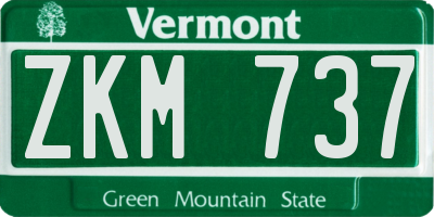 VT license plate ZKM737