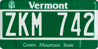 VT license plate ZKM742